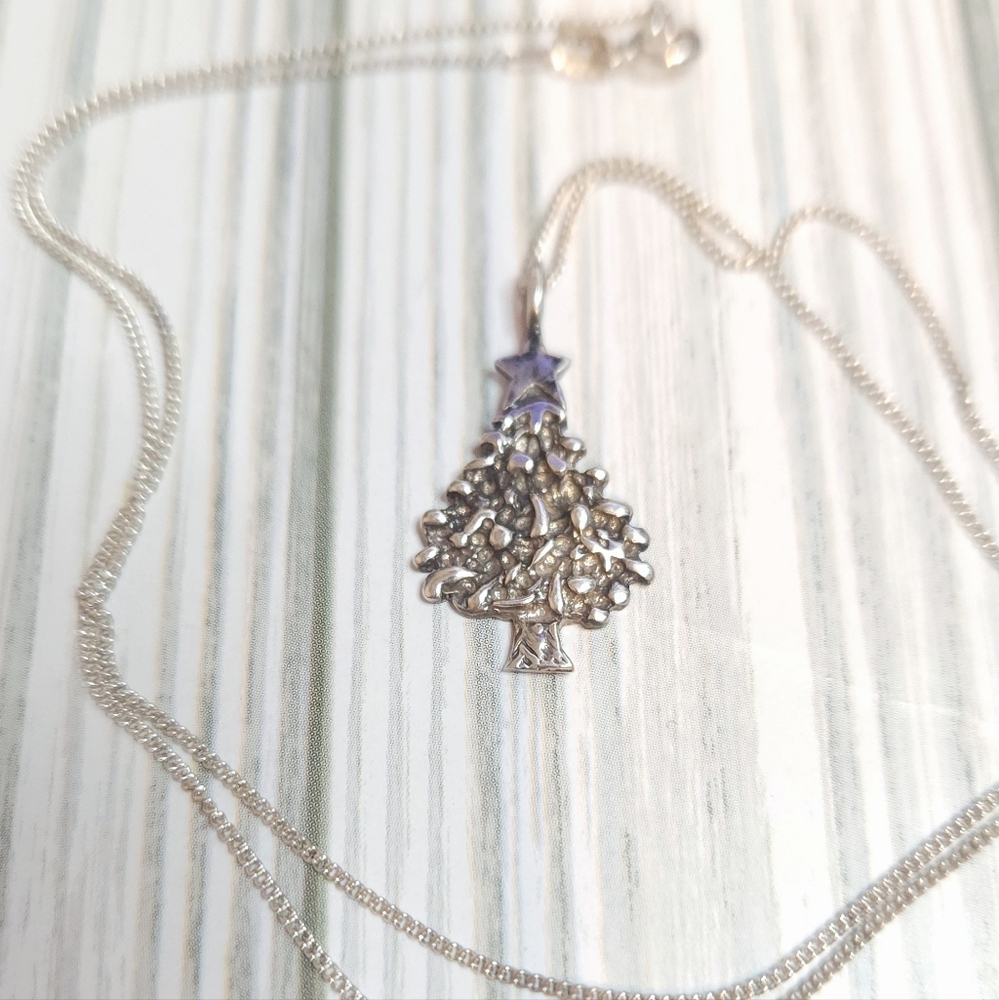 Christmas tree charm necklace
